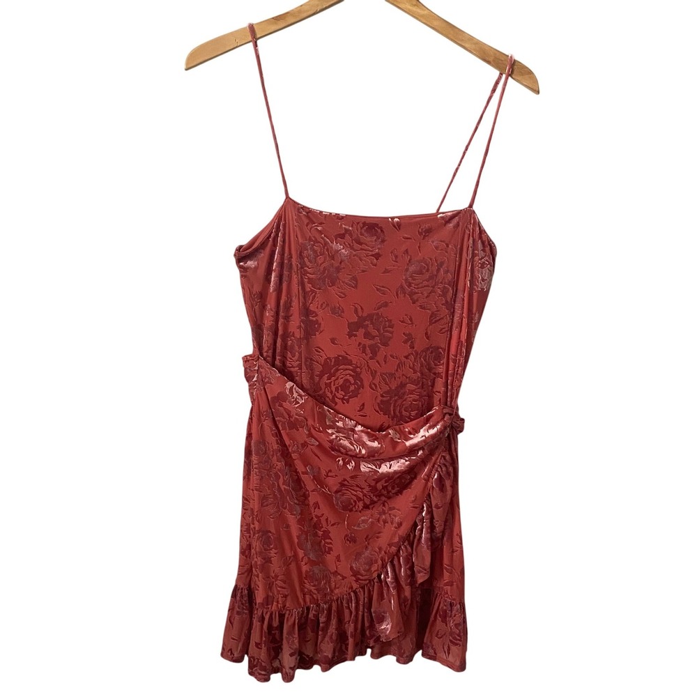 Intimately Free People Sz Sm Rust Olivia Velvet Burnout Whimsical Mini Dress